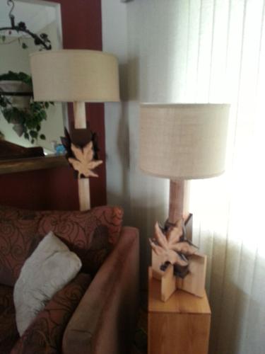 Carved Maple Leaf Lamps