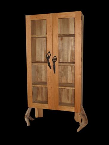 Hutch with driftwood legs and male, female handles